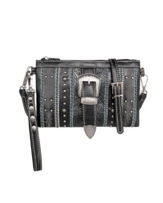 MW1148-181 BK Montana West Buckle Collection Clutch/Crossbody
