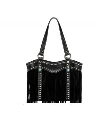 MW1149G-8317 BK  Montana West Fringe Collection Concealed Carry Tote