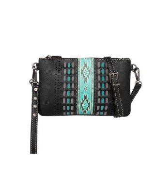 MW1153-181 BK  Montana West Aztec Embossed Collection Clutch/Crossbody