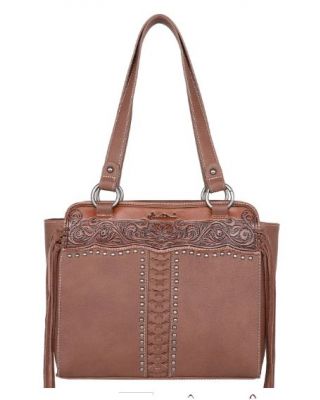 MW1155G-8317 BR Montana West Tooled Collection Concealed Carry Tote