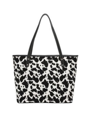mw1157-8112 BK  Montana West Zebra Print Canvas Tote Bag