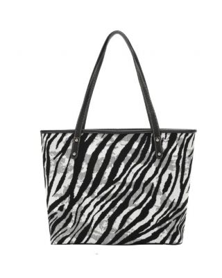mw1158-8112 ZR  Montana West Zebra Print Canvas Tote Bag