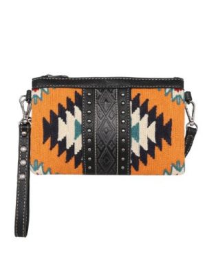 MW1172-181 BK Montana West Aztec Tapestry Clutch/Crossbody