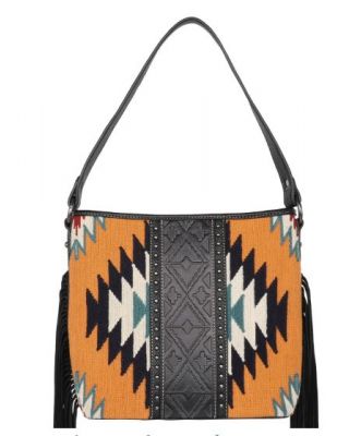 MW1172G-918 BK  Montana West Aztec Tapestry Concealed Carry Hobo