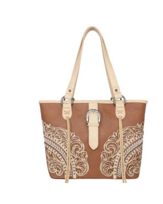 MW1177G-8317 BR Montana West Cut-Out/Buckle Collection Concealed Carry Tote