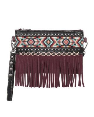 MW1203-181 BK Montana West Embroidered Aztec Collection Crossbody/Wristlet