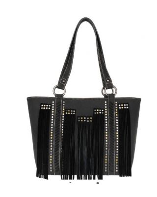 MW1208G-8317 BK Montana West Fringe Collection Concealed Carry Tote