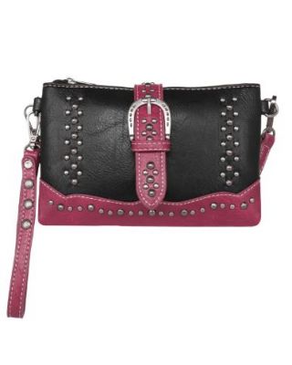 MW1209-181 BK Montana West Buckle Collection Clutch/Crossbody