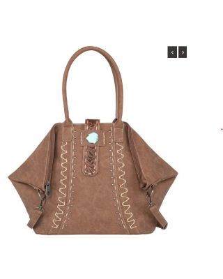 MW1221G-8317 BR Montana West Tooled Collection Concealed Carry Tote/Crossbody