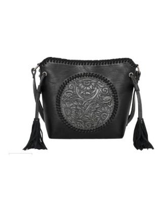 MW1218-8360 BK Montana West Tooled Collection Saddle Bag