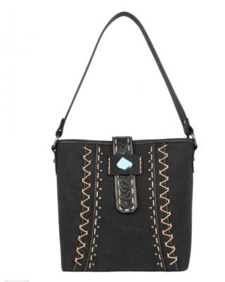 MW1221G-918 BK Montana West Tooled Collection Concealed Carry Hobo