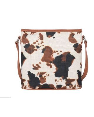 MW1236-8360 BR Montana West Cow Pattern Print Canvas Crossbody
