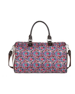 MW1230-5110 HPK Montana West Aztec Cowhide Print Canvas Weekender Bag