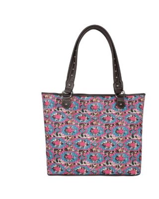 MW1230-8112 HPK Montana West Aztec Cowhide Print Canvas Tote Bag