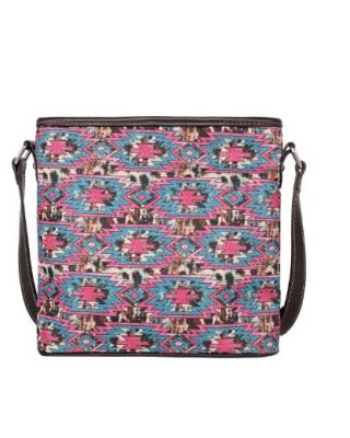 MW1230-8360 HPK Montana West Aztec Cowhide Print Canvas Crossbody