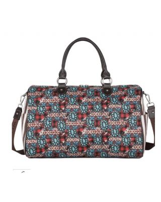MW1234-5110 HPK Montana West Aztec Squash Blossom Print Canvas Weekender Bag