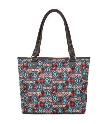 MW1234-8112 HPK Montana West Aztec Squash Blossom Print Canvas Tote Bag