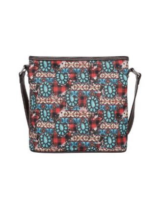 MW1234-8360 HPK Montana West Aztec Squash Blossom Print Canvas Crossbody