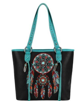 MW1241G-8317 BK Montana West Dream Catcher Collection Concealed Carry Tote