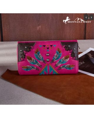 MW1246-W010 HPK Montana West Embroidered Arrow Feather Collection Wallet
