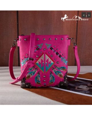 MW1246G-9360 HPK Montana West Embroidered Arrows Feather Collection Concealed Carry Crossbody