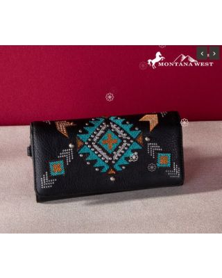 MW1248-W002 BK Montana West Embroidered Collection Wallet