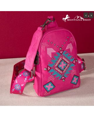 MW1248-210 HPK Montana West Embroidered Aztec Collection Sling Bag