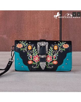 MW1252-W018 TQ Montana West Embroidered Buckle Collection Wallet