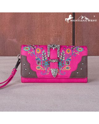 MW1252-W018 HPK Montana West Embroidered Buckle Collection Wallet