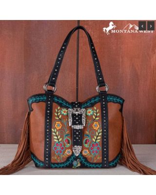 MW1252G-8005 BR Montana West Buckle Collection Concealed Carry Tote