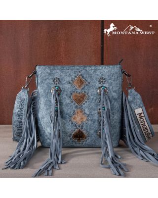 MW1255-9360 JN  Montana West Concho Tassel Tote/Crossbody