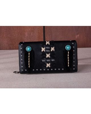 MW1159-W010 BK Montana West Feather Collection Wallet