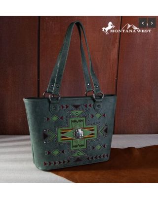 MW1261G-8317 GN Montana West Concho Collection Concealed Carry Tote