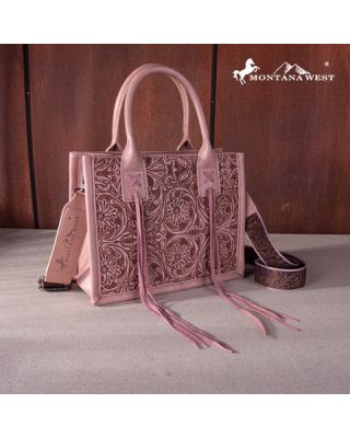 MW1268-8120S PK Montana West Embossed Floral Tote/Crossbody