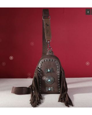 MW1270-210 CF Montana West Fringe Mariposa Concho Collection Sling Bag