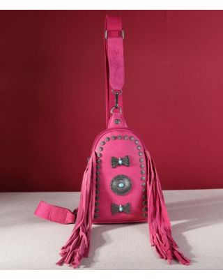 MW1270-210 HPK Montana West Fringe Mariposa Concho Collection Sling Bag