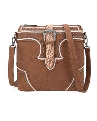 MW1282-8360 BR Montana West Buckle Collection Concealed Carry Crossbody Bag