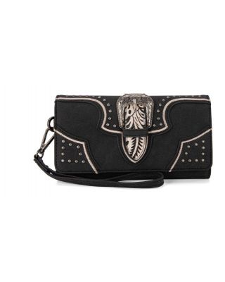 MW1282-W018 BK Montana West Buckle Collection Wallet
