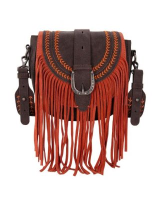 MW1289-8360 CF Montana West Buckle Fringe Collection Saddle Bag/Crossbody