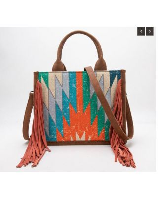 MW1290-8899 OR Montana West Aztec Print Fringe Concealed Carry Tote