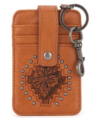MW1299-W007 BR Montana West Tooled Collection Mini Key Ring Card Case