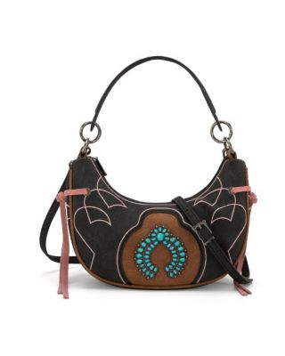 MW1302-919 BK Montana West Concho Collection Crescent Crossbody Bag
