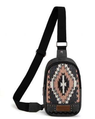 MW1316-2100 BK Montana West Aztec Collection Sling Bag