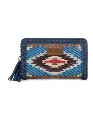 MW1316-W020 JN Montana West Tooled Aztec Denim Bi-Fold Wallet