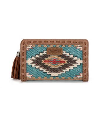 MW1316-W020 TQ Montana West Tooled Aztec Denim Bi-Fold Wallet