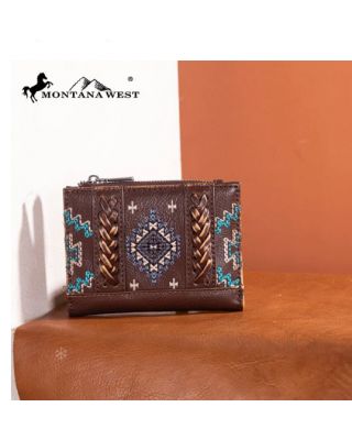 MW1317-W052 BR Montana West Embroidered Aztec Collection Wallet