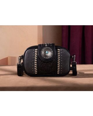MW1322-8365 BK Montana West Tooled Collection Crossbody