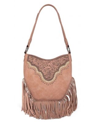 MW1323G-918 PK Montana West Tooled Fringe Collection Hobo Shoulder Bag