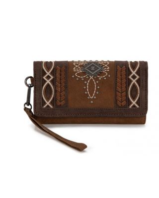 MW1325-W018 BR Montana West Cut-Out Embroidered Collection Wallet