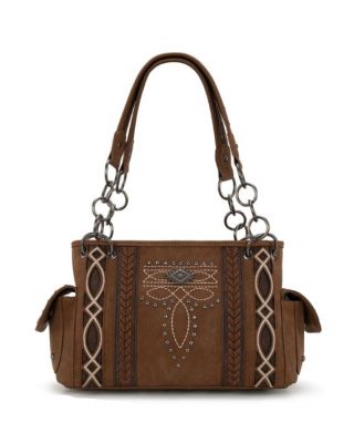 MW1325G-8085 BR Montana West Cut-Out Embroidered Concealed Carry Satchel